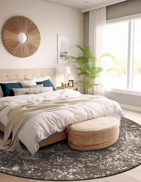 Brown 5' 3 x 5' 3 Sofia Round Area Rug Durable Easy Clean Stain Resistant Unique Carpet for Affordable Interior Home Design for Sale at Rug Engine