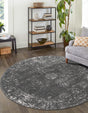 Dark Gray 7' 1 x 7' 1 Sofia Round Area Rug Durable Easy Clean Stain Resistant Unique Carpet for Affordable Interior Home Design for Sale at Rug Engine