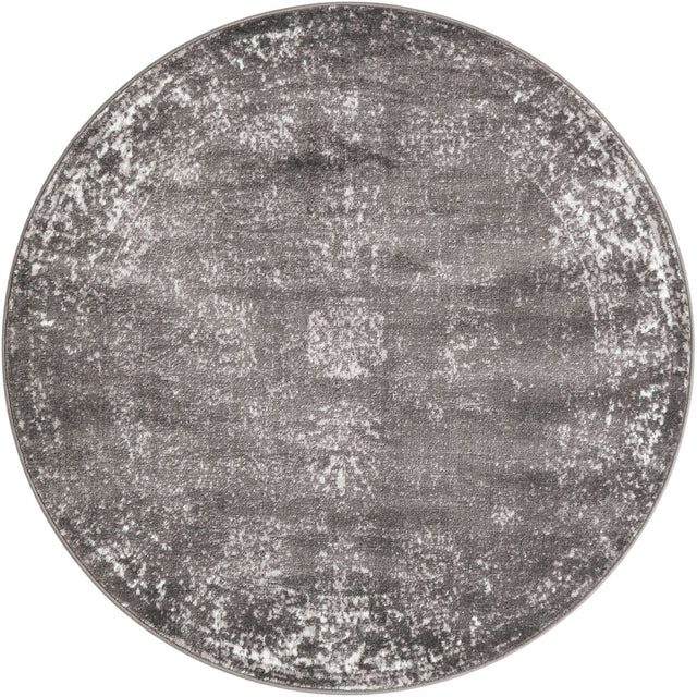Dark Gray 5' 3 x 5' 3 Sofia Round Area Rug Durable Easy Clean Stain Resistant Unique Carpet for Affordable Interior Home Design for Sale at Rug Engine
