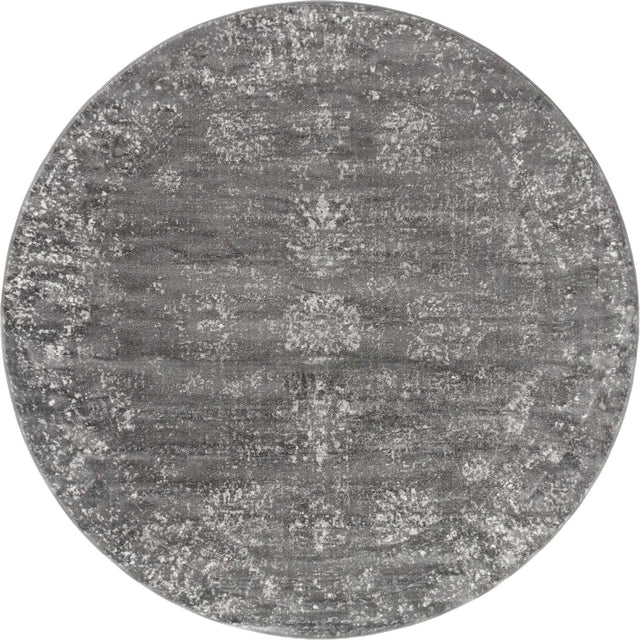 Dark Gray 7' 1 x 7' 1 Sofia Round Area Rug Durable Easy Clean Stain Resistant Unique Carpet for Affordable Interior Home Design for Sale at Rug Engine