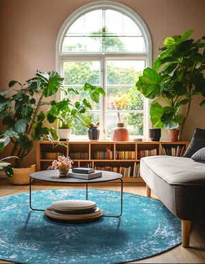 Turquoise 7' x 7' Sofia Round Rug