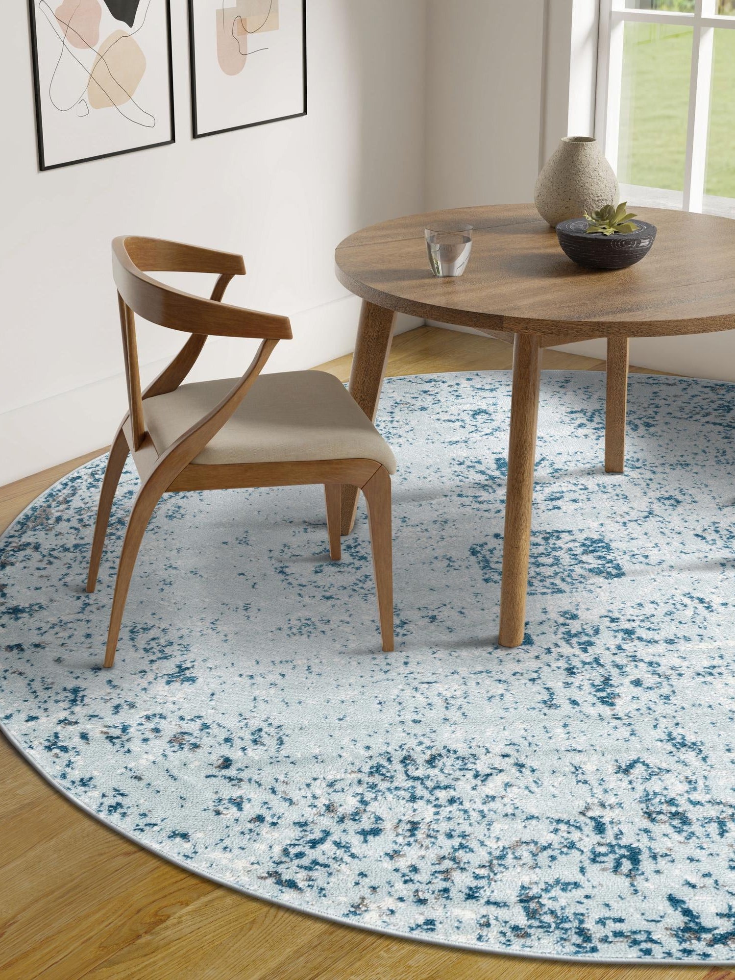 Light Blue 12' x 12' Sofia Round Area Rug Durable Easy Clean Stain Resistant Unique Carpet for Affordable Interior Home Design for Sale at Rug Engine
