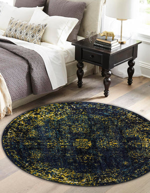 Navy Blue 7' 1 x 7' 1 Sofia Round Rug
