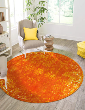 Orange 7' 1 x 7' 1 Sofia Round Rug