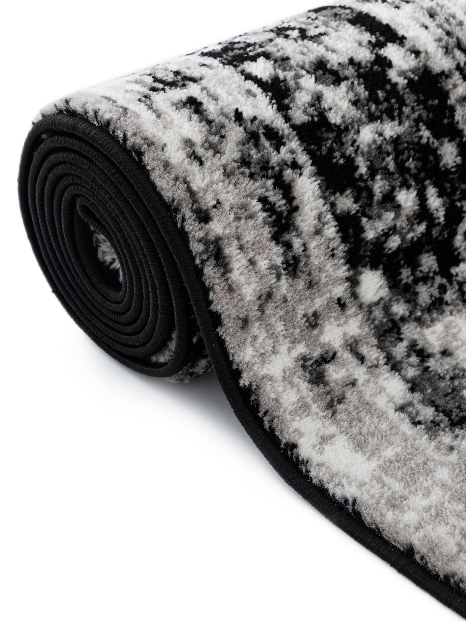 Black 7' 10 x 7' 10 Sofia Round Area Rug Durable Easy Clean Stain Resistant Unique Carpet for Affordable Interior Home Design for Sale at Rug Engine