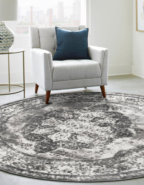 Gray 13' 1 x 13' 1 Sofia Round Area Rug Durable Easy Clean Stain Resistant Unique Carpet for Affordable Interior Home Design for Sale at Rug Engine