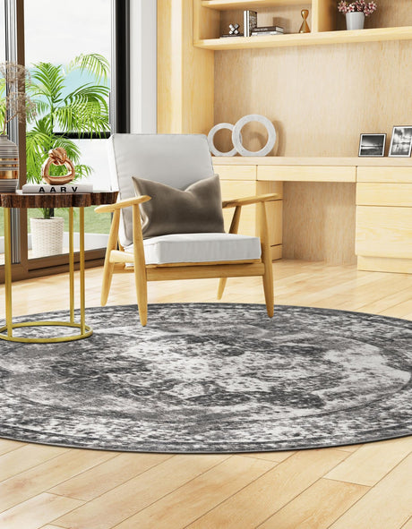 Gray 12' 4 x 12' 4 Sofia Round Area Rug Durable Easy Clean Stain Resistant Unique Carpet for Affordable Interior Home Design for Sale at Rug Engine