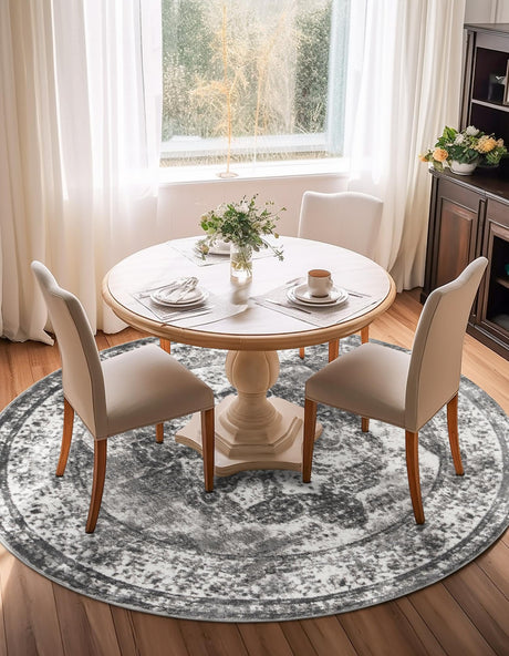 Gray 13' 1 x 13' 1 Sofia Round Area Rug Durable Easy Clean Stain Resistant Unique Carpet for Affordable Interior Home Design for Sale at Rug Engine