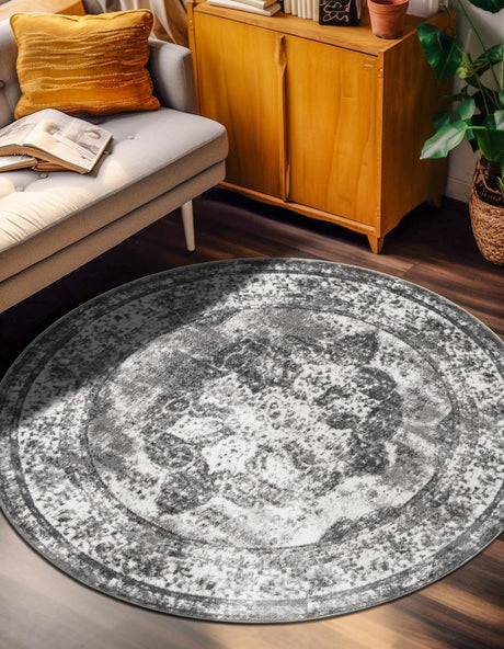 Gray 13' 1 x 13' 1 Sofia Round Area Rug Durable Easy Clean Stain Resistant Unique Carpet for Affordable Interior Home Design for Sale at Rug Engine