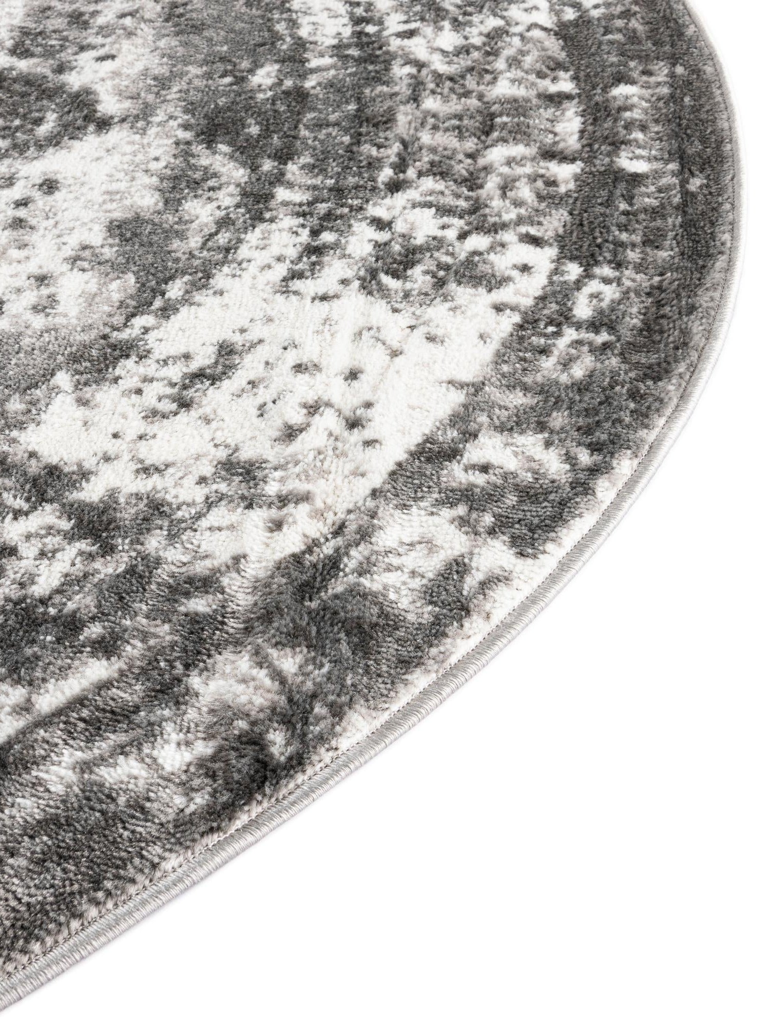 Gray 3' 1 x 3' 1 Sofia Round Area Rug Durable Easy Clean Stain Resistant Unique Carpet for Affordable Interior Home Design for Sale at Rug Engine