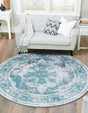 Turquoise 7' 1 x 7' 1 Sofia Round Area Rug Durable Easy Clean Stain Resistant Unique Carpet for Affordable Interior Home Design for Sale at Rug Engine