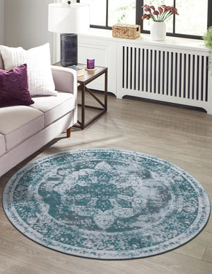 Turquoise 5' 1 x 5' 1 Sofia Round Rug