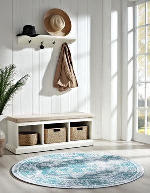 Turquoise 5' 1 x 5' 1 Sofia Round Rug