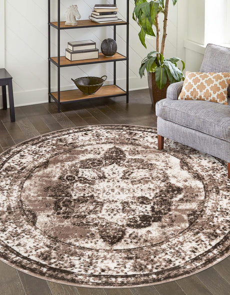 Light Brown 8' x 8' Sofia Round Rug