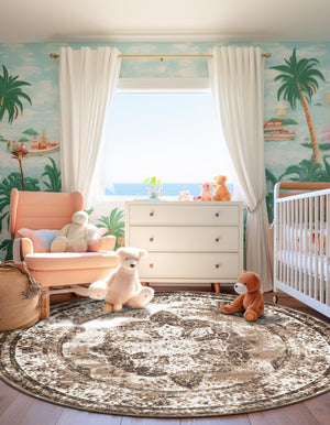 Light Brown 8' x 8' Sofia Round Rug