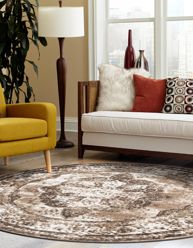 Light Brown 8' x 8' Sofia Round Rug