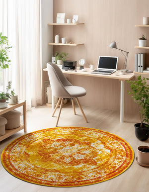 Orange 7' 1 x 7' 1 Sofia Round Rug