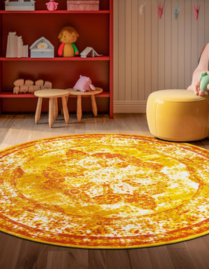 Orange 7' 1 x 7' 1 Sofia Round Rug