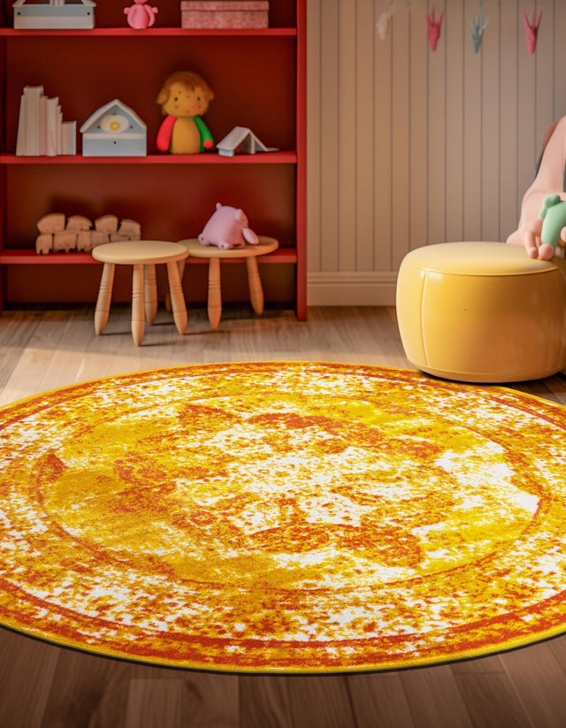 Orange 7' 1 x 7' 1 Sofia Round Rug