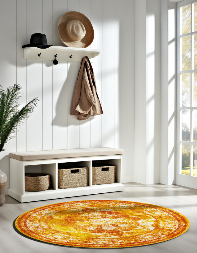 Orange 7' 1 x 7' 1 Sofia Round Rug
