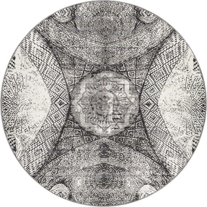 Dark Gray 7' 1 x 7' 1 Sofia Round Area Rug Durable Easy Clean Stain Resistant Unique Carpet for Affordable Interior Home Design for Sale at Rug Engine