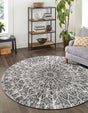 Dark Gray 7' 1 x 7' 1 Sofia Round Area Rug Durable Easy Clean Stain Resistant Unique Carpet for Affordable Interior Home Design for Sale at Rug Engine