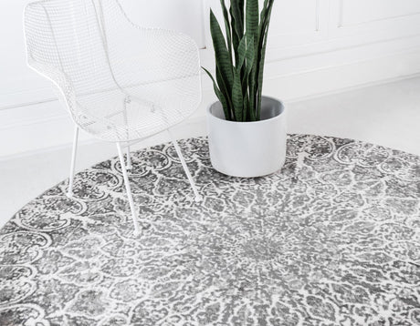 Dark Gray 5' 3 x 5' 3 Sofia Round Area Rug Durable Easy Clean Stain Resistant Unique Carpet for Affordable Interior Home Design for Sale at Rug Engine
