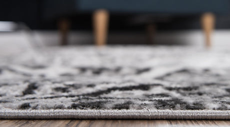 Dark Gray 5' 3 x 5' 3 Sofia Round Area Rug Durable Easy Clean Stain Resistant Unique Carpet for Affordable Interior Home Design for Sale at Rug Engine