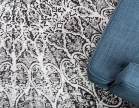 Dark Gray 7' 1 x 7' 1 Sofia Round Area Rug Durable Easy Clean Stain Resistant Unique Carpet for Affordable Interior Home Design for Sale at Rug Engine