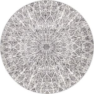Dark Gray 7' 1 x 7' 1 Sofia Round Area Rug Durable Easy Clean Stain Resistant Unique Carpet for Affordable Interior Home Design for Sale at Rug Engine