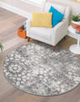 Dark Gray 5' 3 x 5' 3 Sofia Round Area Rug Durable Easy Clean Stain Resistant Unique Carpet for Affordable Interior Home Design for Sale at Rug Engine