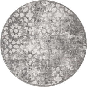 Dark Gray 5' 3 x 5' 3 Sofia Round Area Rug Durable Easy Clean Stain Resistant Unique Carpet for Affordable Interior Home Design for Sale at Rug Engine