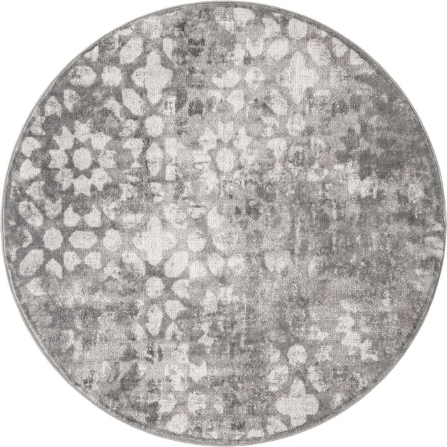 Dark Gray 5' 3 x 5' 3 Sofia Round Area Rug Durable Easy Clean Stain Resistant Unique Carpet for Affordable Interior Home Design for Sale at Rug Engine