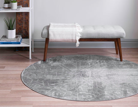 Dark Gray 5' 3 x 5' 3 Sofia Round Area Rug Durable Easy Clean Stain Resistant Unique Carpet for Affordable Interior Home Design for Sale at Rug Engine
