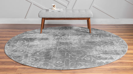 Dark Gray 5' 3 x 5' 3 Sofia Round Area Rug Durable Easy Clean Stain Resistant Unique Carpet for Affordable Interior Home Design for Sale at Rug Engine
