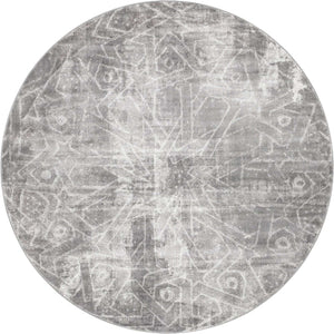Dark Gray 7' 1 x 7' 1 Sofia Round Area Rug Durable Easy Clean Stain Resistant Unique Carpet for Affordable Interior Home Design for Sale at Rug Engine