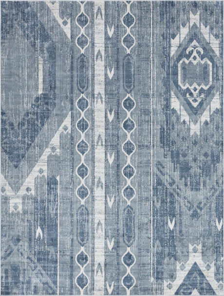 Blue Gray 9' x 12' Portland Rectangle Area Rug 85% Polypropylene & 15% Polyester Vintage Distressed Traditional Carpet for Home Decor for Sale at Rug Engine