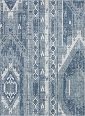 Blue Gray 7' 10 x 11' Portland Rectangle Area Rug 85% Polypropylene & 15% Polyester Vintage Distressed Traditional Carpet for Home Decor for Sale at Rug Engine