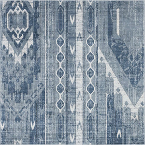 Blue Gray 7' 10 x 7' 10 Portland Square Area Rug 85% Polypropylene & 15% Polyester Vintage Distressed Traditional Carpet for Home Decor for Sale at Rug Engine
