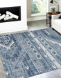 Blue Gray 7' 10 x 7' 10 Portland Square Area Rug 85% Polypropylene & 15% Polyester Vintage Distressed Traditional Carpet for Home Decor for Sale at Rug Engine