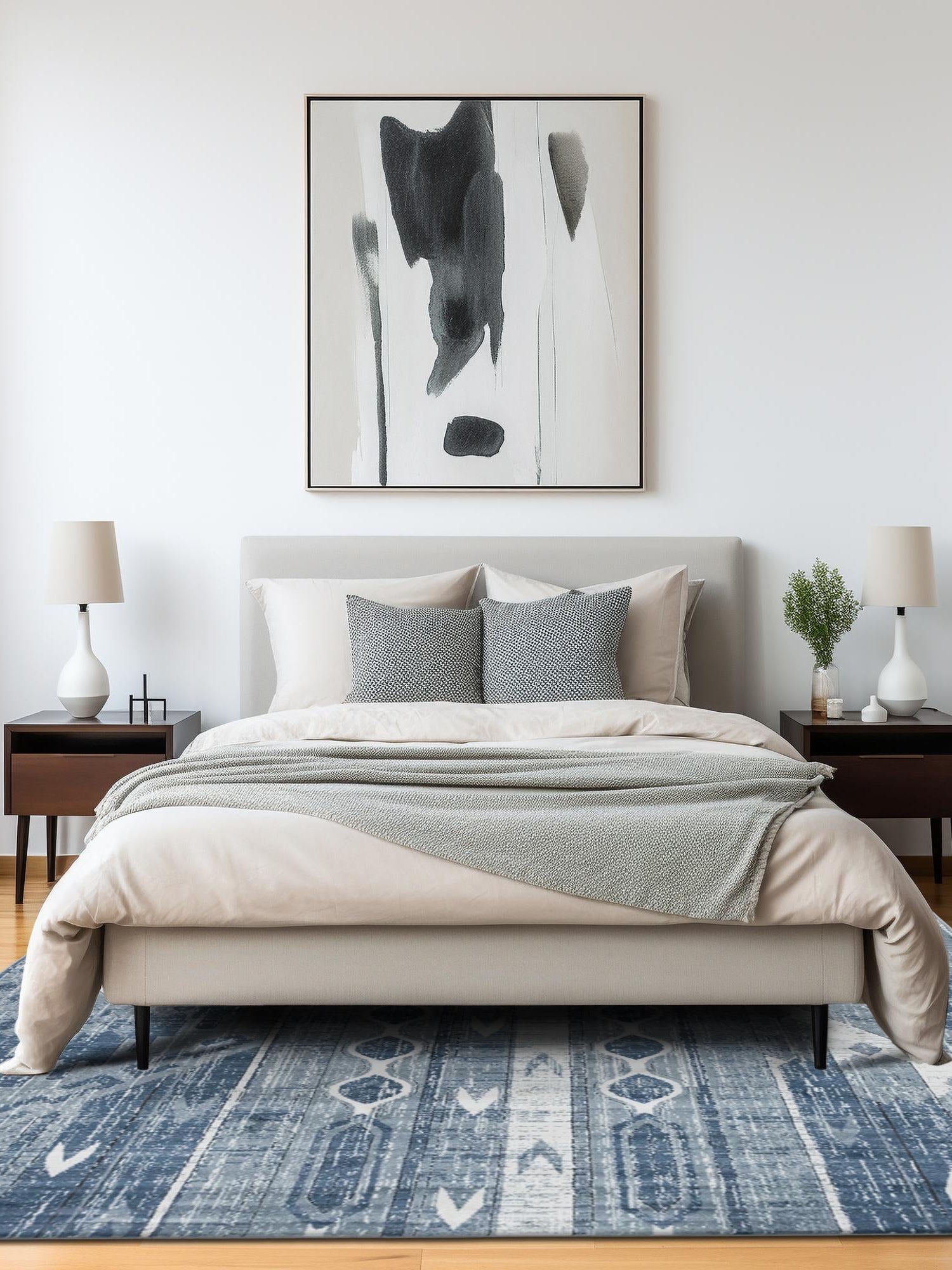 Blue Gray 6' 1 x 6' 1 Portland Square Area Rug 85% Polypropylene & 15% Polyester Vintage Distressed Traditional Carpet for Home Decor for Sale at Rug Engine