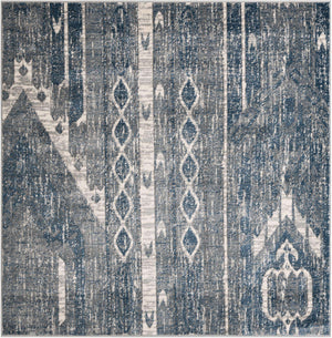 Blue Gray 6' 1 x 6' 1 Portland Square Area Rug 85% Polypropylene & 15% Polyester Vintage Distressed Traditional Carpet for Home Decor for Sale at Rug Engine