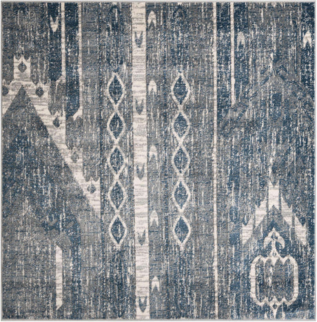 Blue Gray 6' 1 x 6' 1 Portland Square Area Rug 85% Polypropylene & 15% Polyester Vintage Distressed Traditional Carpet for Home Decor for Sale at Rug Engine