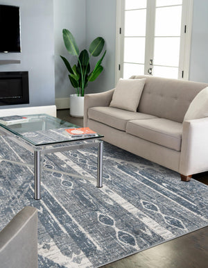 Blue Gray 7' 1 x 10' Portland Rectangle Area Rug 85% Polypropylene & 15% Polyester Vintage Distressed Traditional Carpet for Home Decor for Sale at Rug Engine