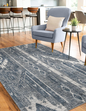 Blue Gray 7' 1 x 10' Portland Rectangle Area Rug 85% Polypropylene & 15% Polyester Vintage Distressed Traditional Carpet for Home Decor for Sale at Rug Engine