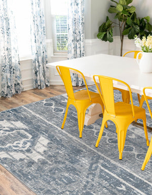 Blue Gray 7' 1 x 10' Portland Rectangle Area Rug 85% Polypropylene & 15% Polyester Vintage Distressed Traditional Carpet for Home Decor for Sale at Rug Engine