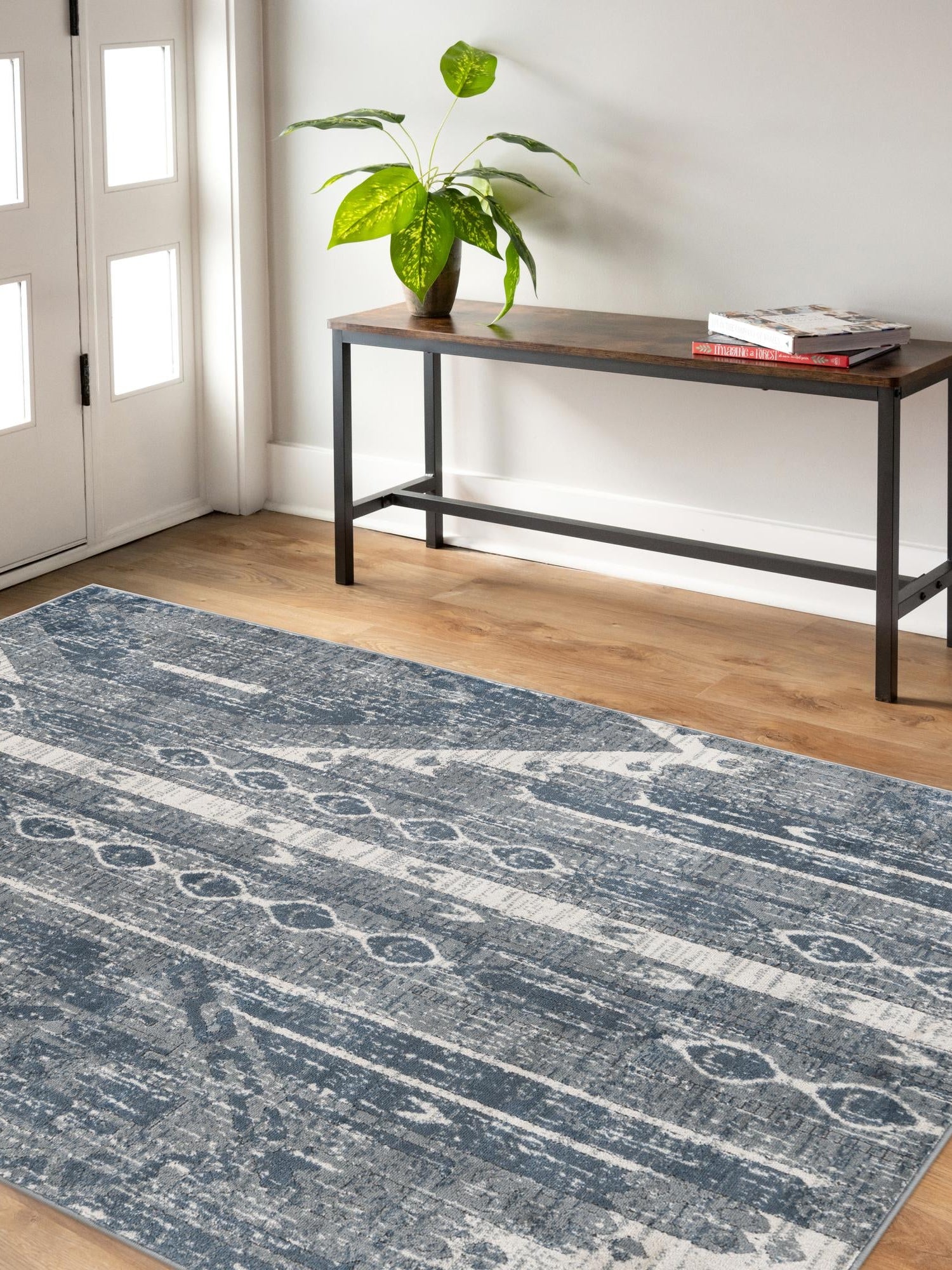 Blue Gray 10' x 13' 1 Portland Rectangle Area Rug 85% Polypropylene & 15% Polyester Vintage Distressed Traditional Carpet for Home Decor for Sale at Rug Engine