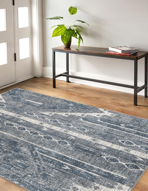 Blue Gray 10' x 14' 1 Portland Rectangle Area Rug 85% Polypropylene & 15% Polyester Vintage Distressed Traditional Carpet for Home Decor for Sale at Rug Engine
