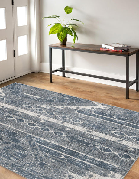 Blue Gray 10' x 14' 1 Portland Rectangle Area Rug 85% Polypropylene & 15% Polyester Vintage Distressed Traditional Carpet for Home Decor for Sale at Rug Engine