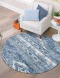 Blue Gray 5' 3 x 5' 3 Portland Round Area Rug 85% Polypropylene & 15% Polyester Vintage Distressed Traditional Carpet for Home Decor for Sale at Rug Engine